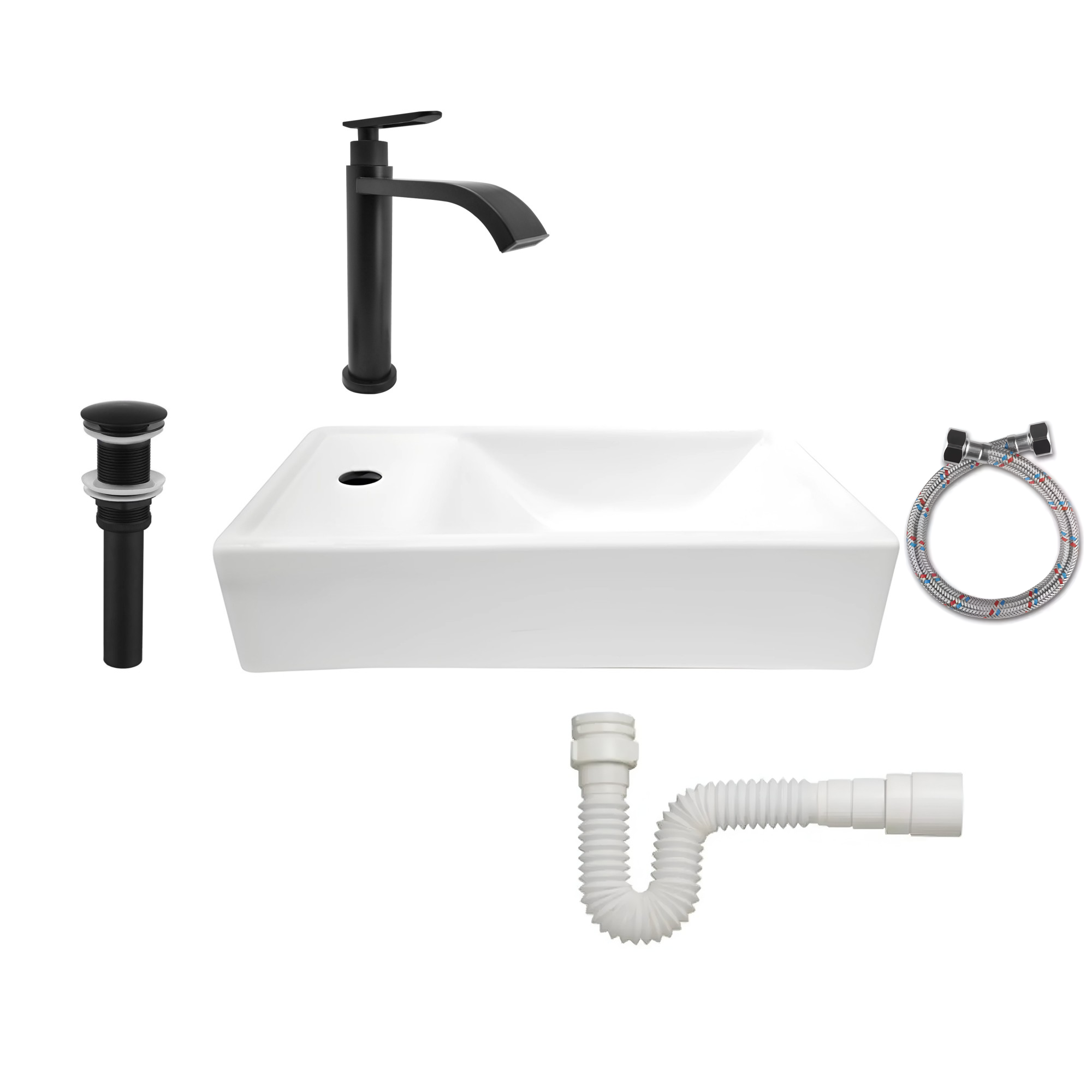 Lavamanos Pequeño Rectangular Nappo+griferia Agua Fria C678