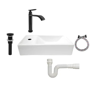 Lavamanos Pequeño Rectangular Nappo+griferia Agua Fria C678