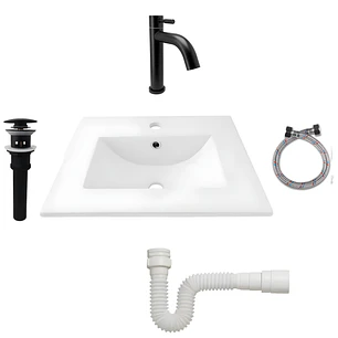 Combo Placa Lavamanos 53x46 + Griferia Agua Fría + Push C666
