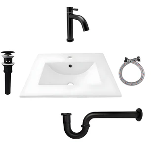 Combo Placa Lavamanos 53x46 + Griferia Agua Fría + Push C664