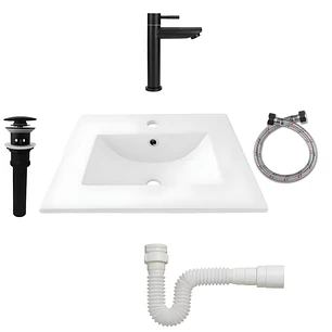 Combo Placa Lavamanos 53x46 + Griferia Agua Fría + Push C663