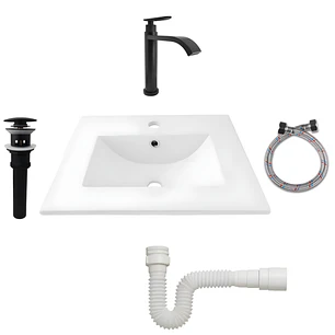 Combo Placa Lavamanos 53x46 + Griferia Agua Fría + Push C660