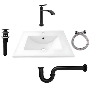 Combo Placa Lavamanos 53x46 + Griferia Agua Fría + Push C658