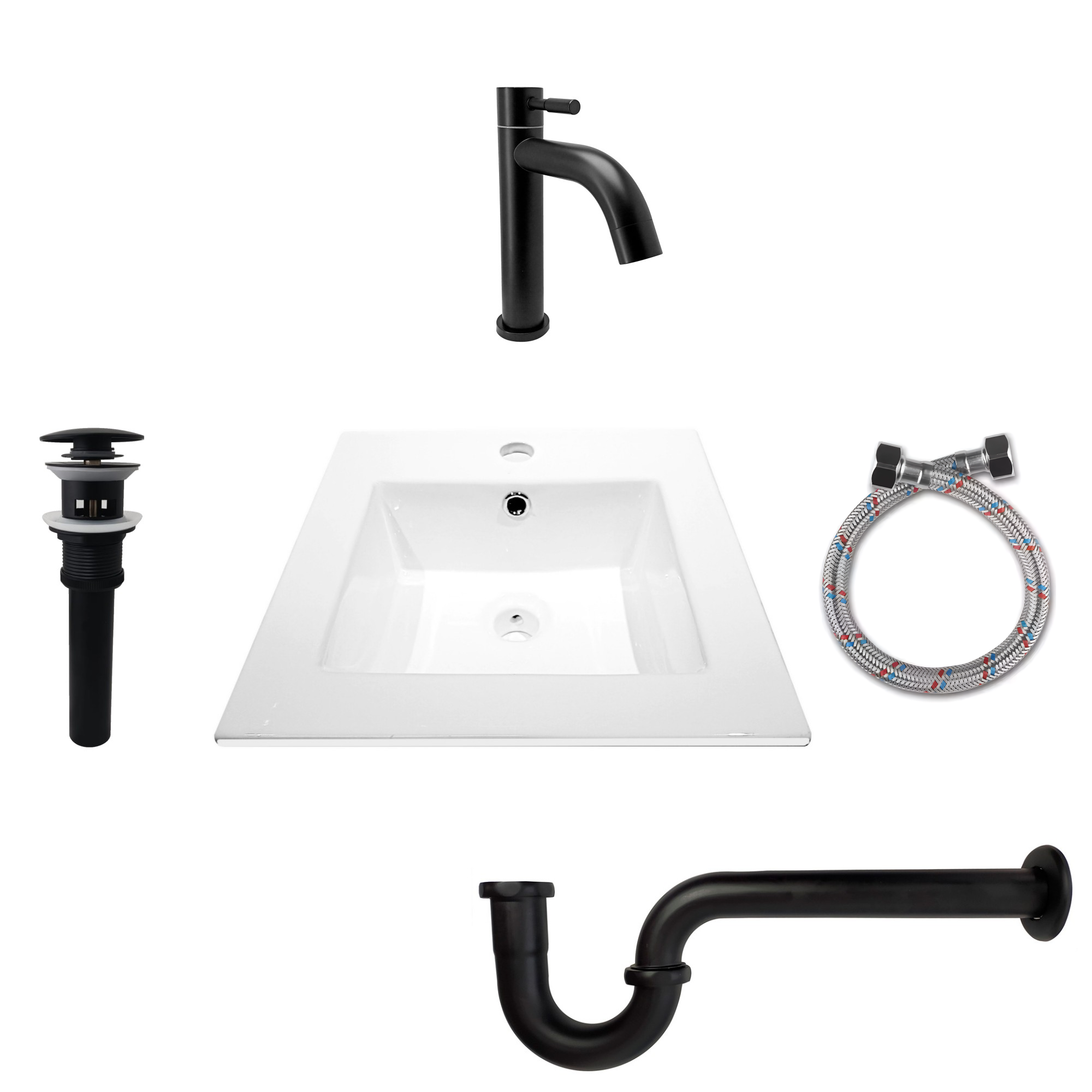 Combo Placa Lavamanos Blanco 61x46 + Griferia Fria C630