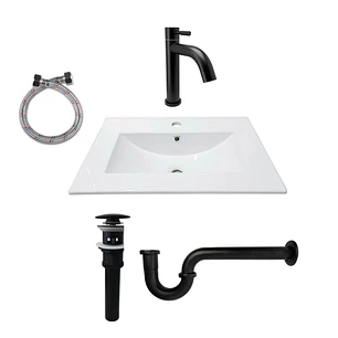 Combo Placa Lavamanos Blanco 61x46 + Griferia Fria C628