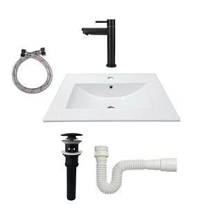 Combo Placa Lavamanos Blanco 61x46 + Griferia Fria C627