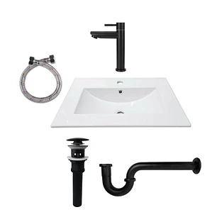 Combo Placa Lavamanos Blanco 61x46 + Griferia Fria C625