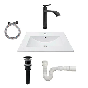 Combo Placa Lavamanos Blanco 61x46 + Griferia Fria C624