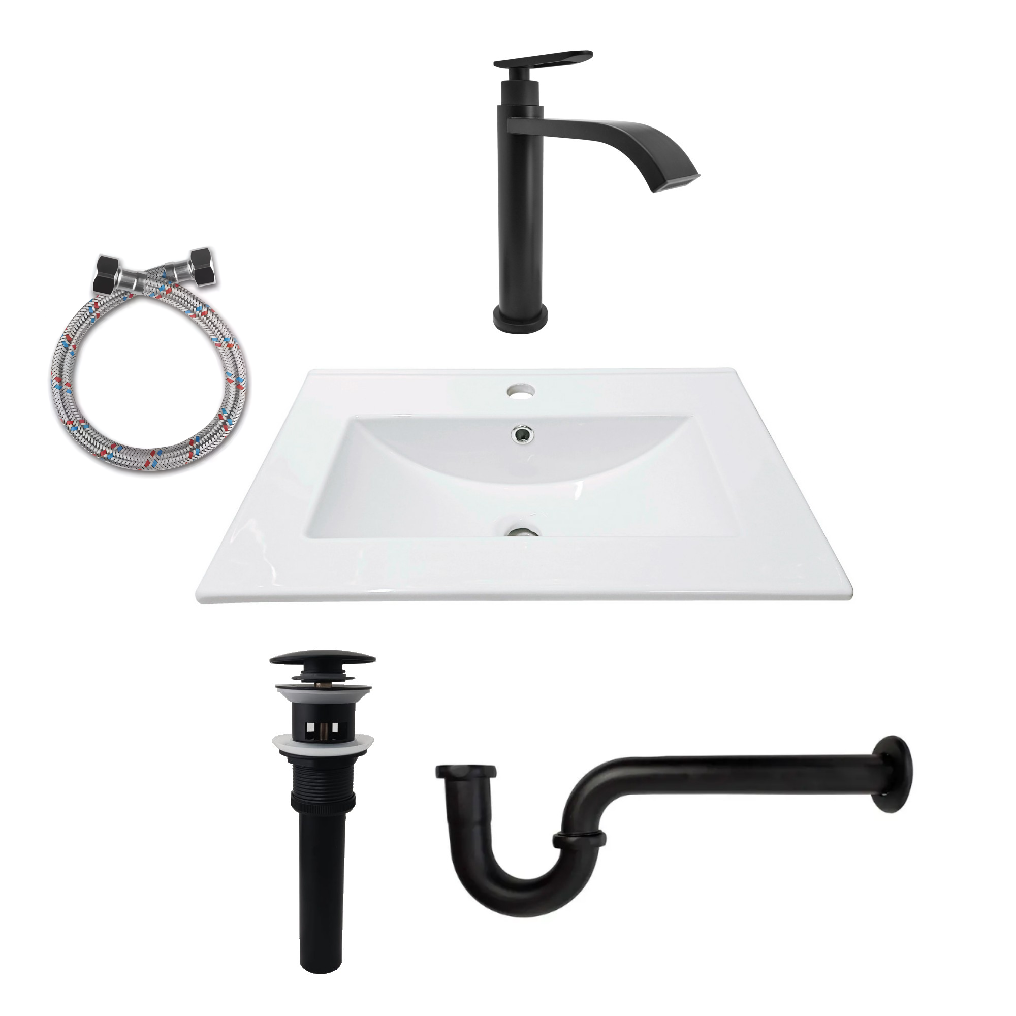 Combo Placa Lavamanos Blanco 61x46 + Griferia Fria C622