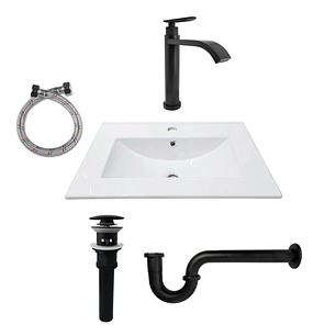 Combo Placa Lavamanos Blanco 61x46 + Griferia Fria C622