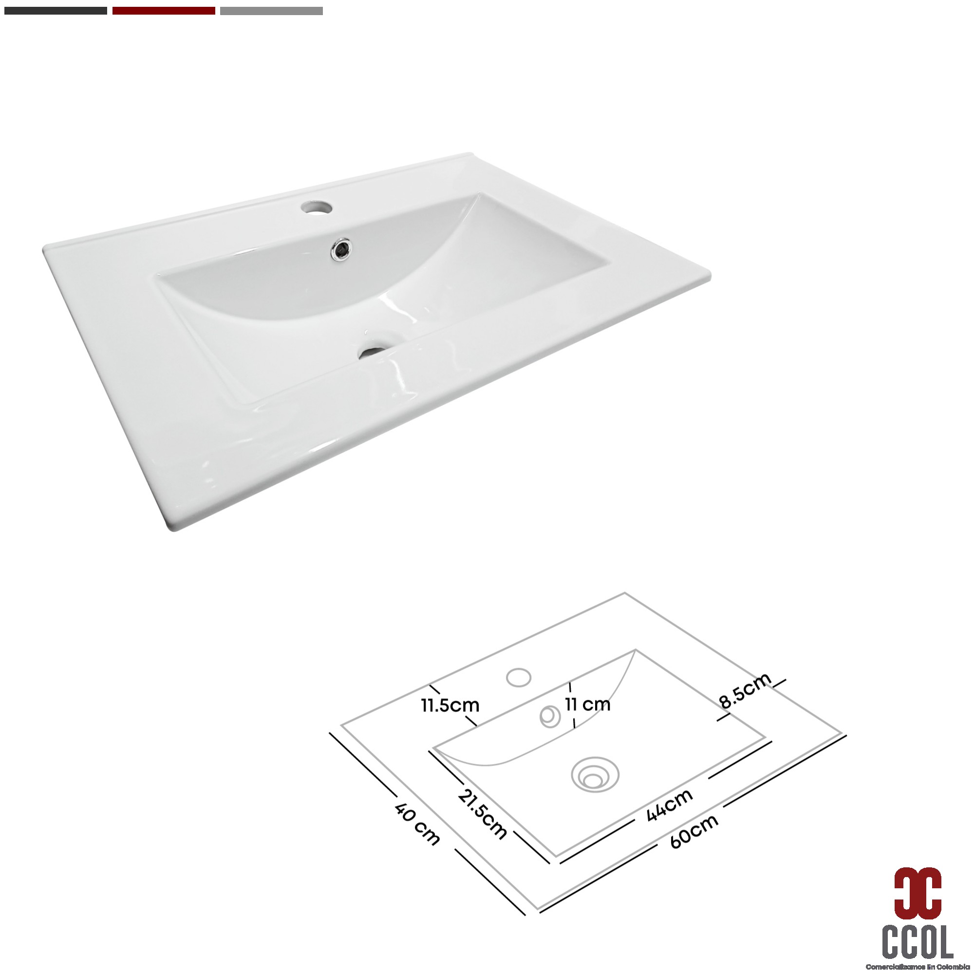 Combo Placa Lavamanos Blanco + Grifería Agua Fría C610