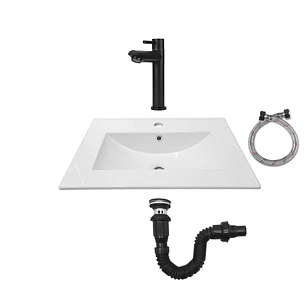 Combo Placa Lavamanos Blanco + Grifería Agua Fría C608