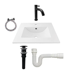 Combo Placa Lavamanos Blanco 50x40+griferia Fría + Push C594