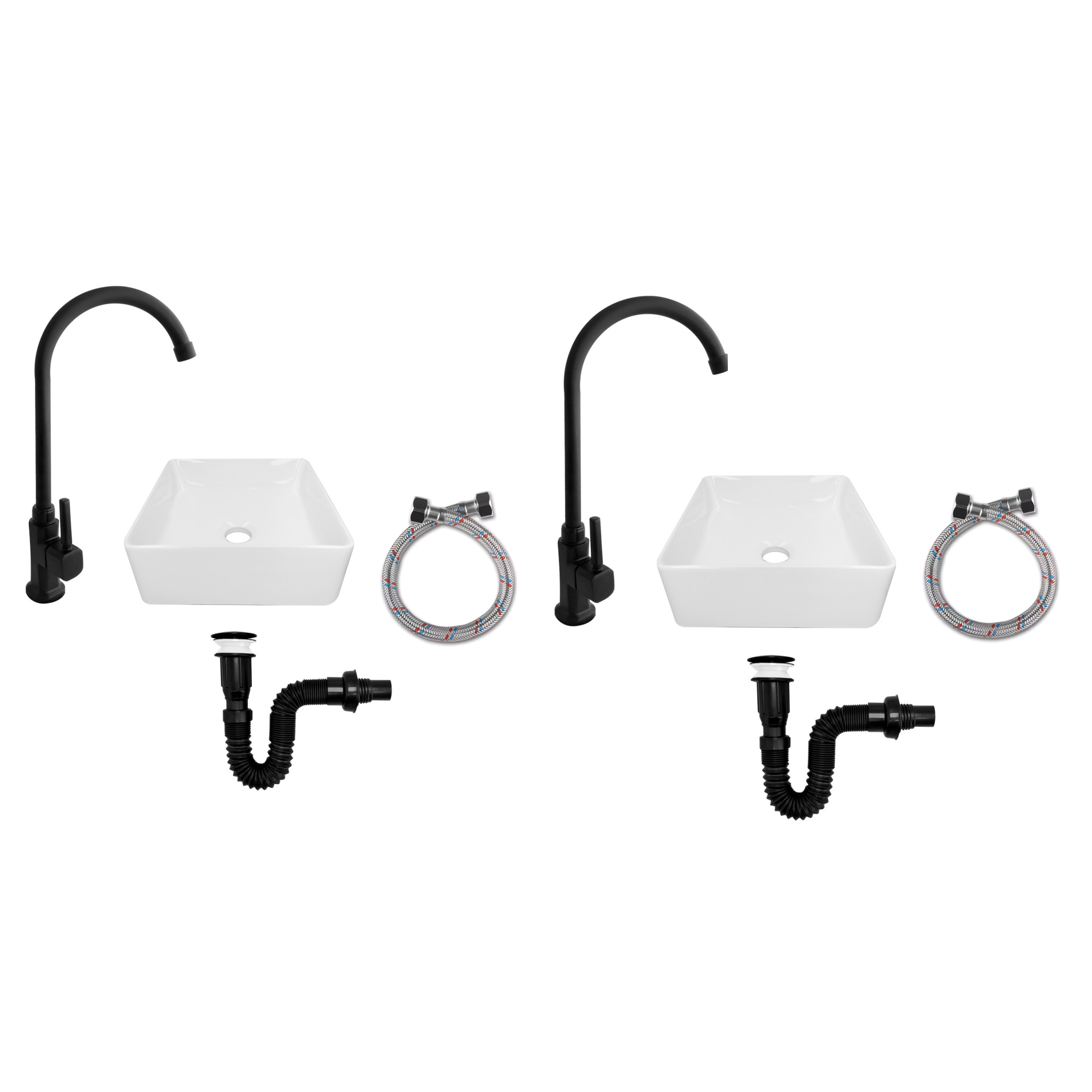 Packx2 Combos Lavamanos + Grifería Agua Fría + Desagüe C576