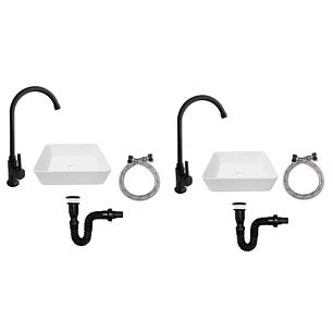 Packx2 Combos Lavamanos + Grifería Agua Fría + Desagüe  C574