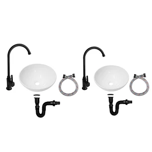 Pack X2 Combos Lavamanos + Grifería Agua Fría + Desagüe C571