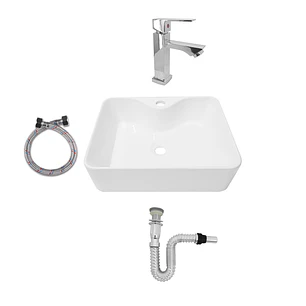 Combo Lavamanos + Griferia Agua Fria Y Accesorios C561