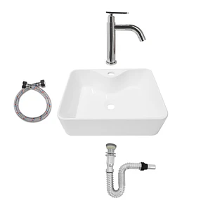 Combo Lavamanos + Griferia Agua Fria Y Accesorios Ccol558