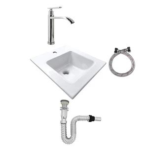Combo Placa Lavamanos + Griferia Agua Fria Y Accesorios C542