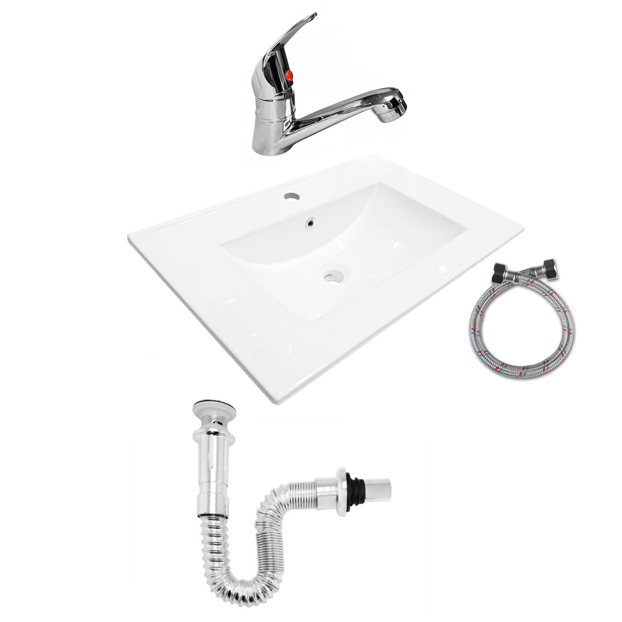Combo Placa Lavamanos 61x46.5 + Push + Sifón + Griferia