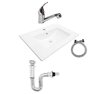 Combo Placa Lavamanos 61x46.5 + Push + Sifón + Griferia