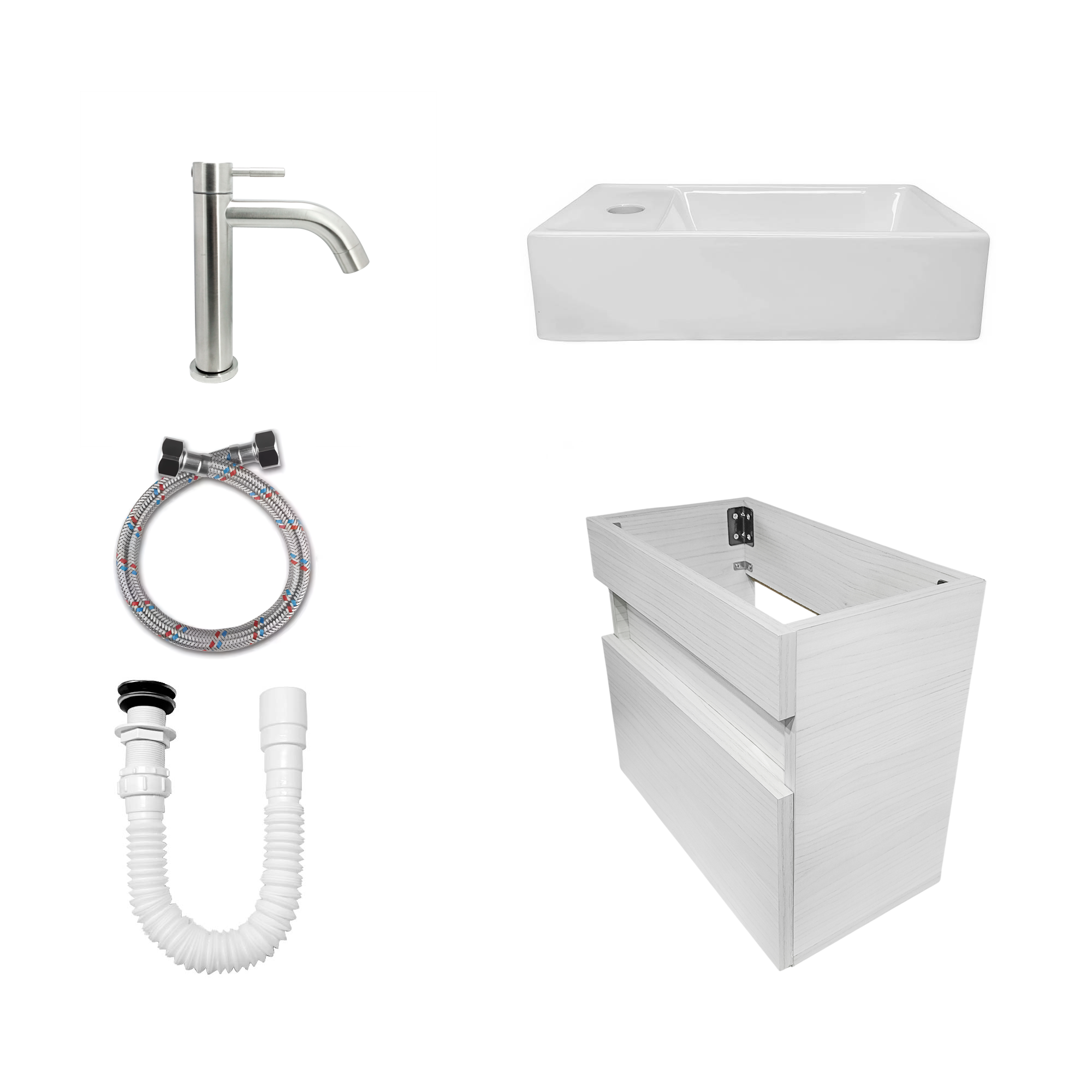 Combo Mueble Lavamanos + Lavamanos + Grifería + Acople+ Push