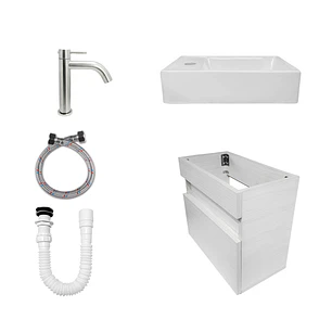 Combo Mueble Lavamanos + Lavamanos + Grifería + Acople+ Push