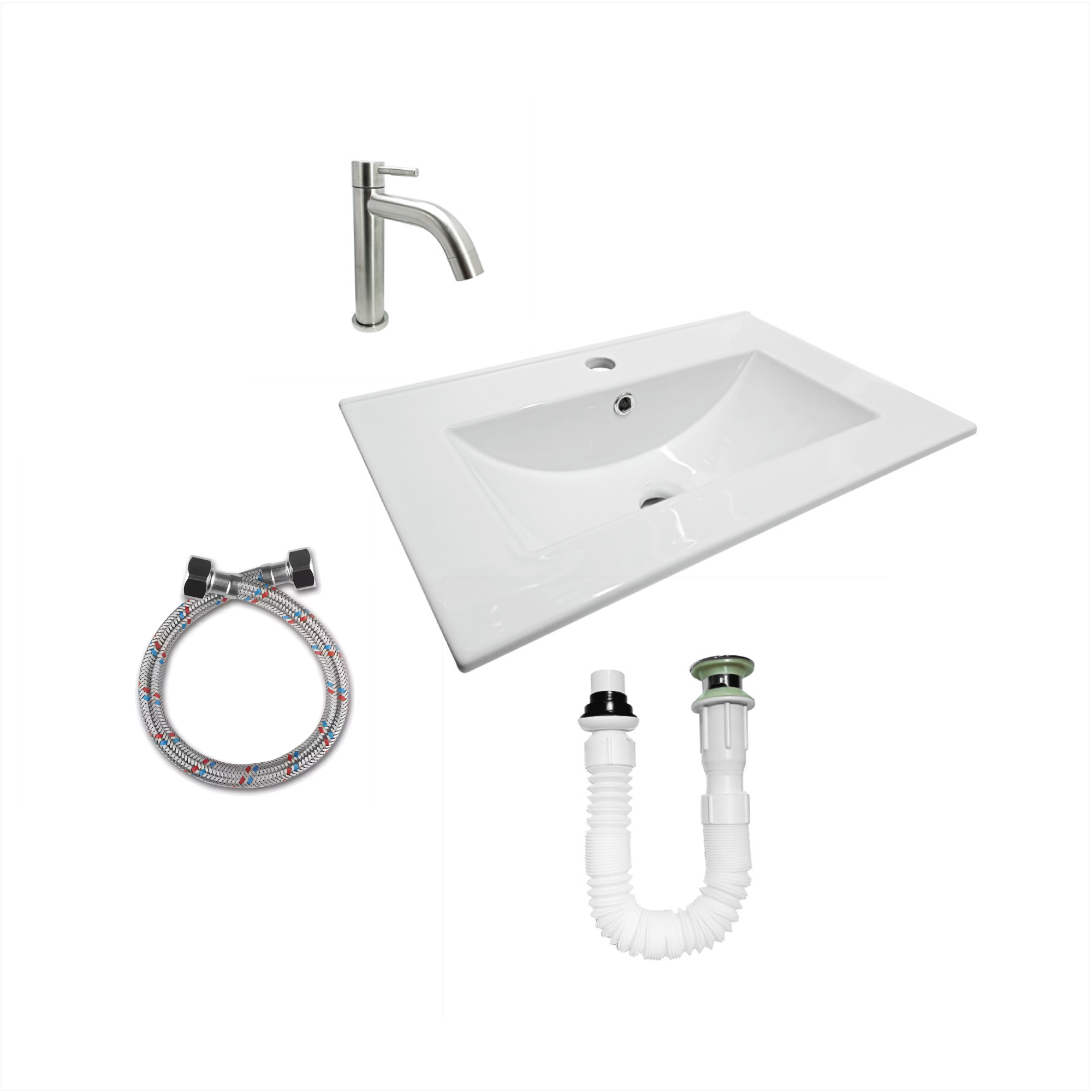 Combo Placa Lavamanos 42x42 +Griferia +Push Integrado C303