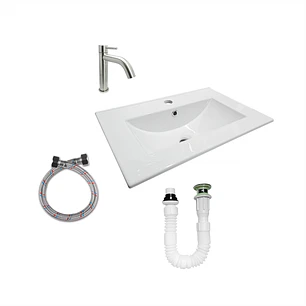 Combo Placa Lavamanos 42x42 +Griferia +Push Integrado C303
