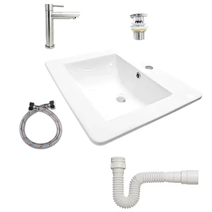 Combo Placa Lavamanos Pl-53 + Push + Sifón + Grifería C265