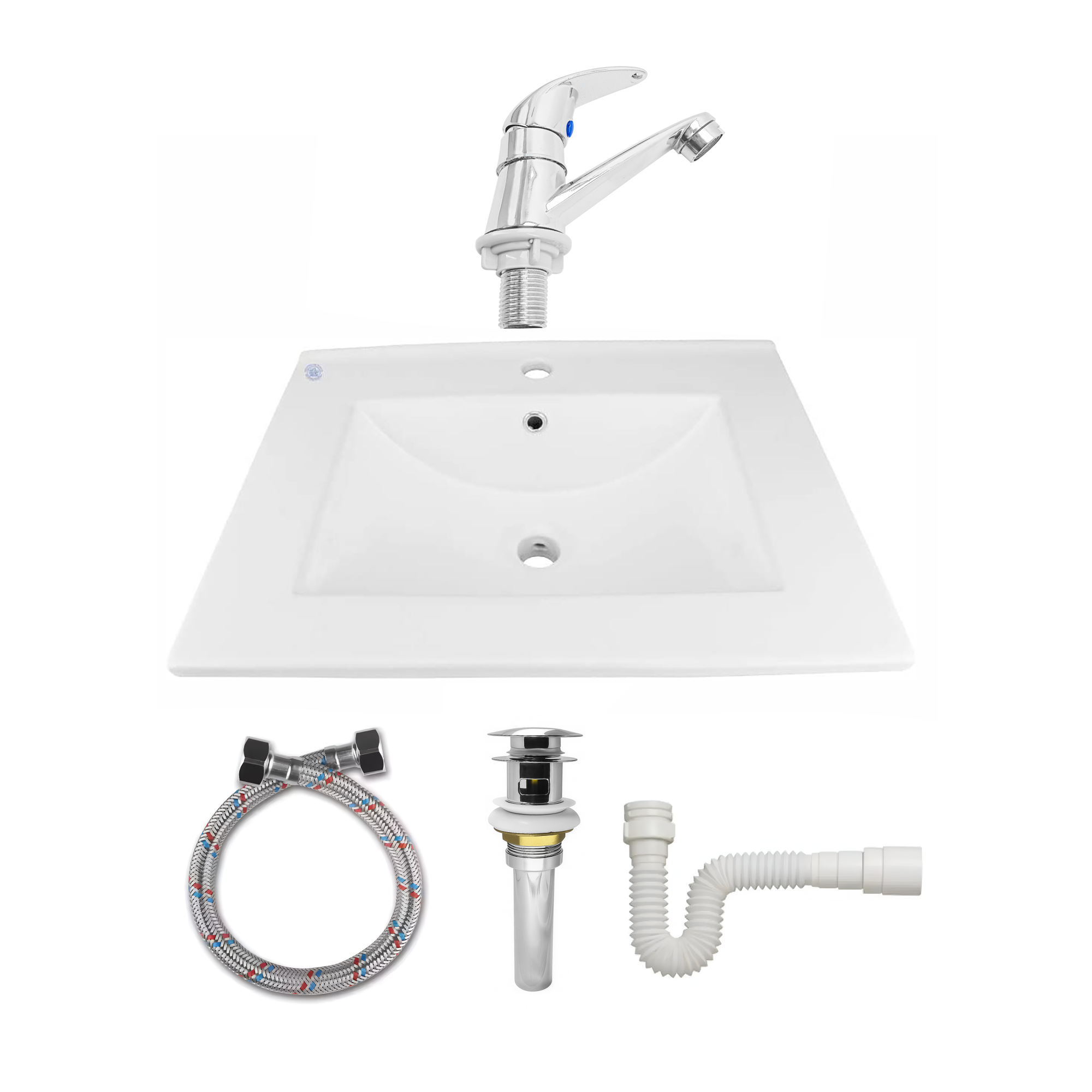 Combo Placa Lavamanos PL-53 + Push+ Sifón + Grifería C240
