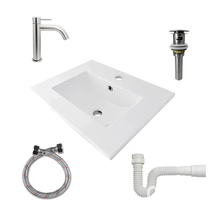 Combo Placa Lavamanos PL-53 + Push+ Sifón + Grifería C239