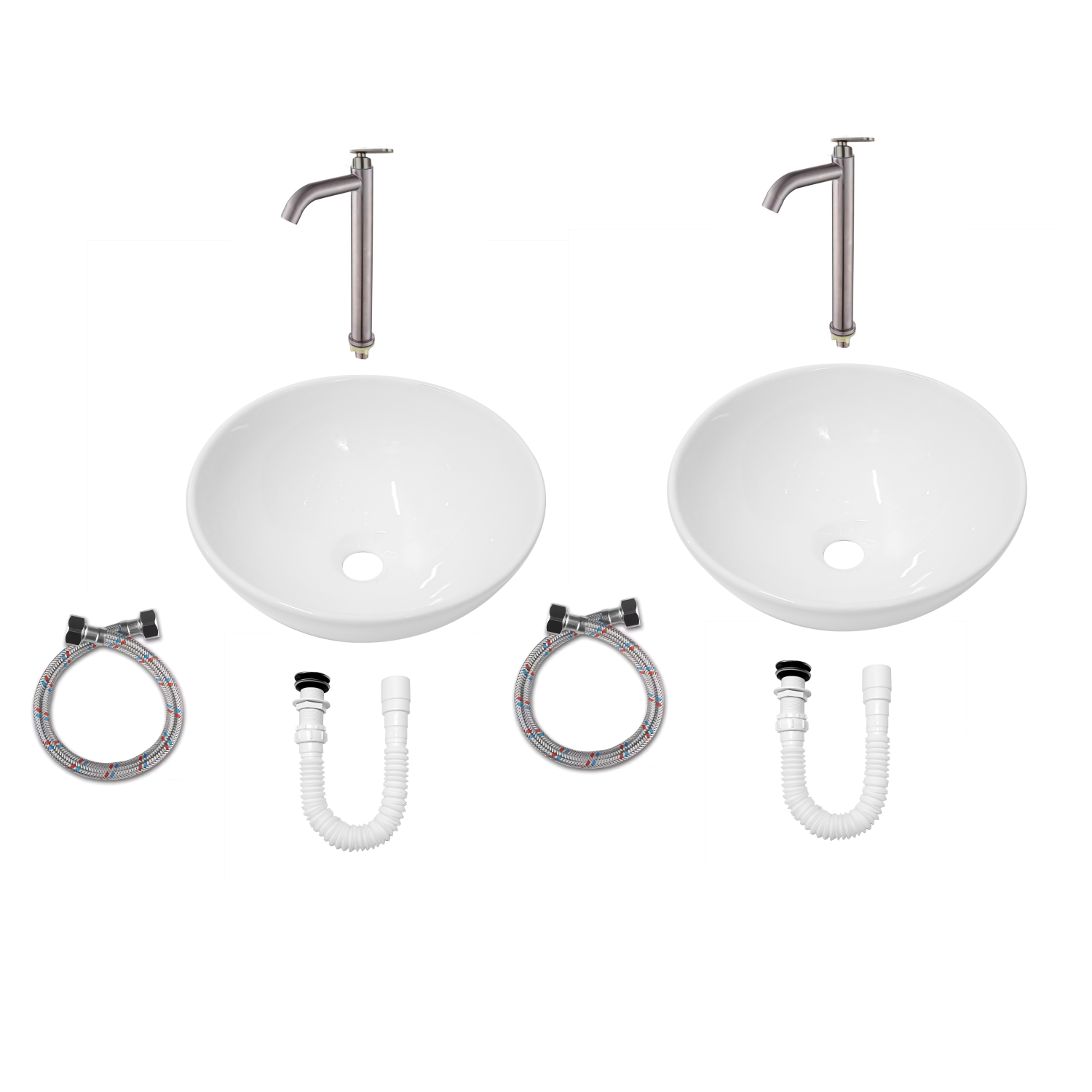 Packx2 Combos Lavamanos + Grifería Agua Fria Inox D05 +push
