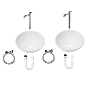 Packx2 Combos Lavamanos + Grifería Agua Fria Inox D05 +push
