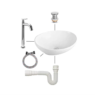 Combo Lavamanos Oval +grifo Agua Fria+acople+push+sifon C149