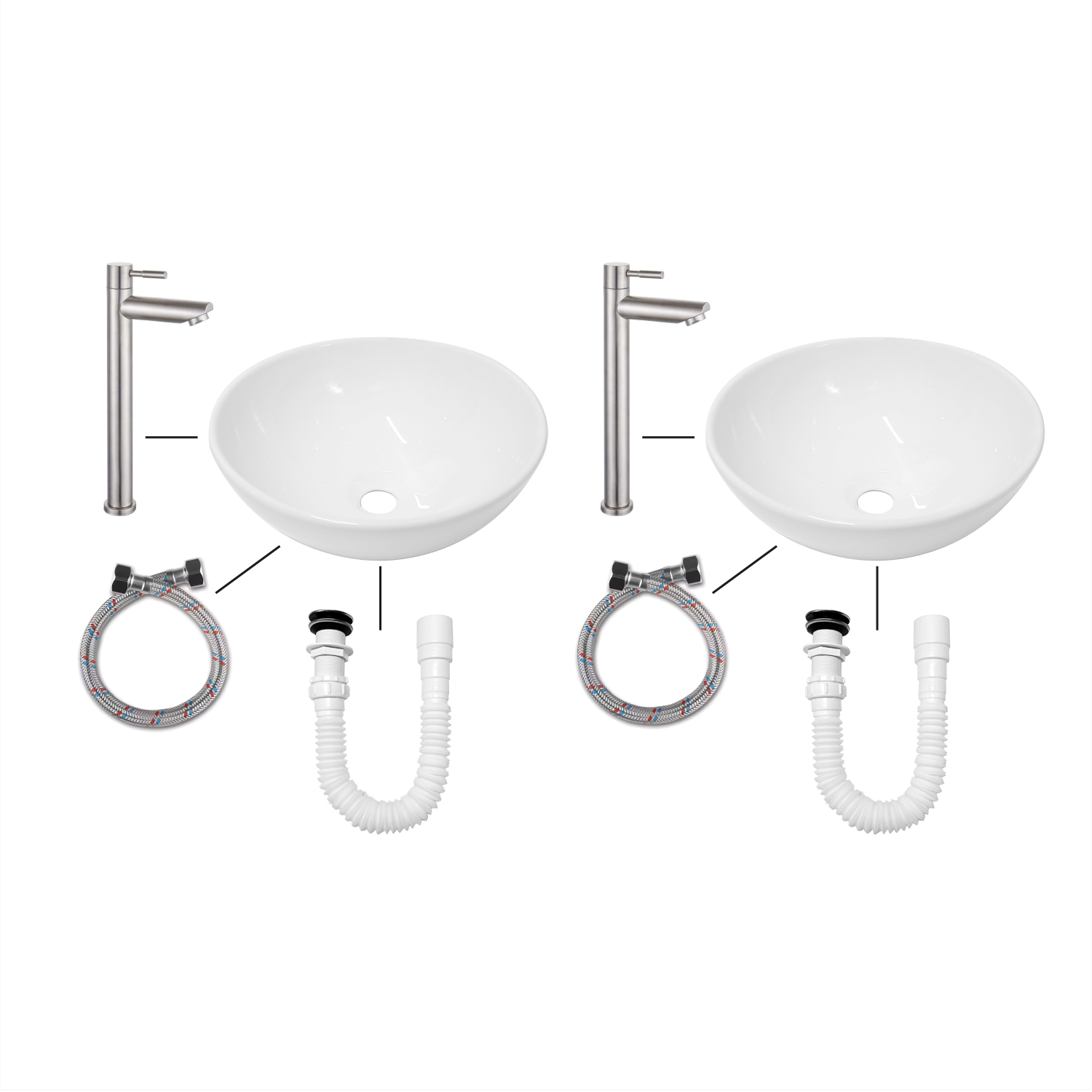 Packx2 Combos Lavamanos + Grifería Agua Fria Inox D06 +push
