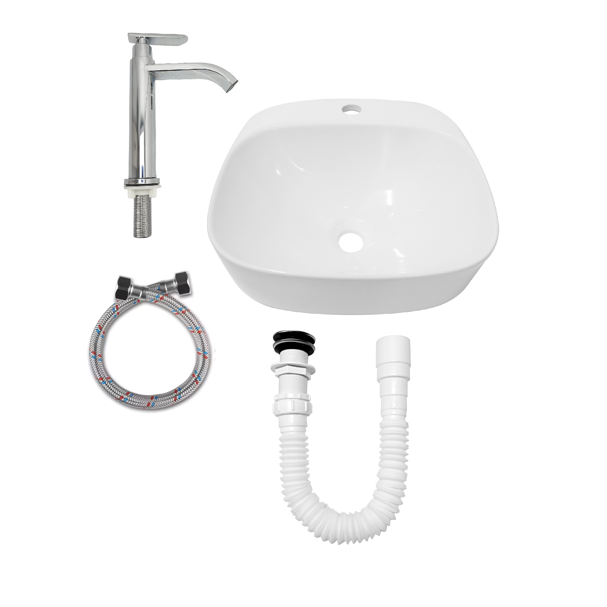 Combo Lavamanos Sobreponer + Griferia Agua Fría C1190
