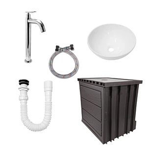 Kit Mueble Pvc + Lavamanos + Griferia Ccol1156