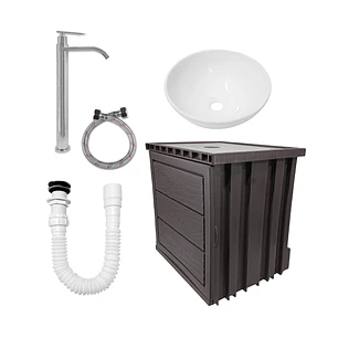 Kit Mueble Pvc + Lavamanos + Griferia Ccol1155