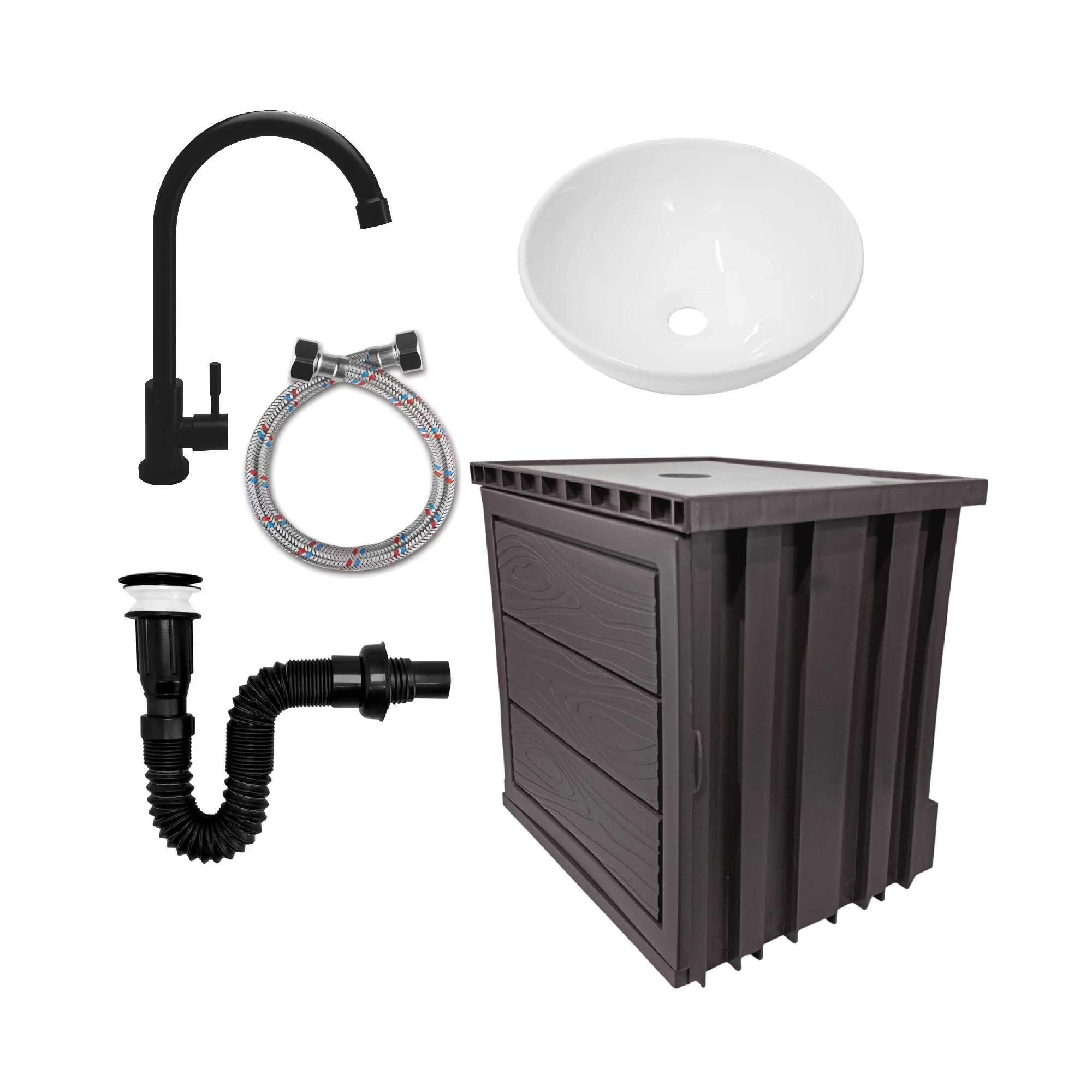Kit Mueble PVC + Lavamanos + Grifería C1154