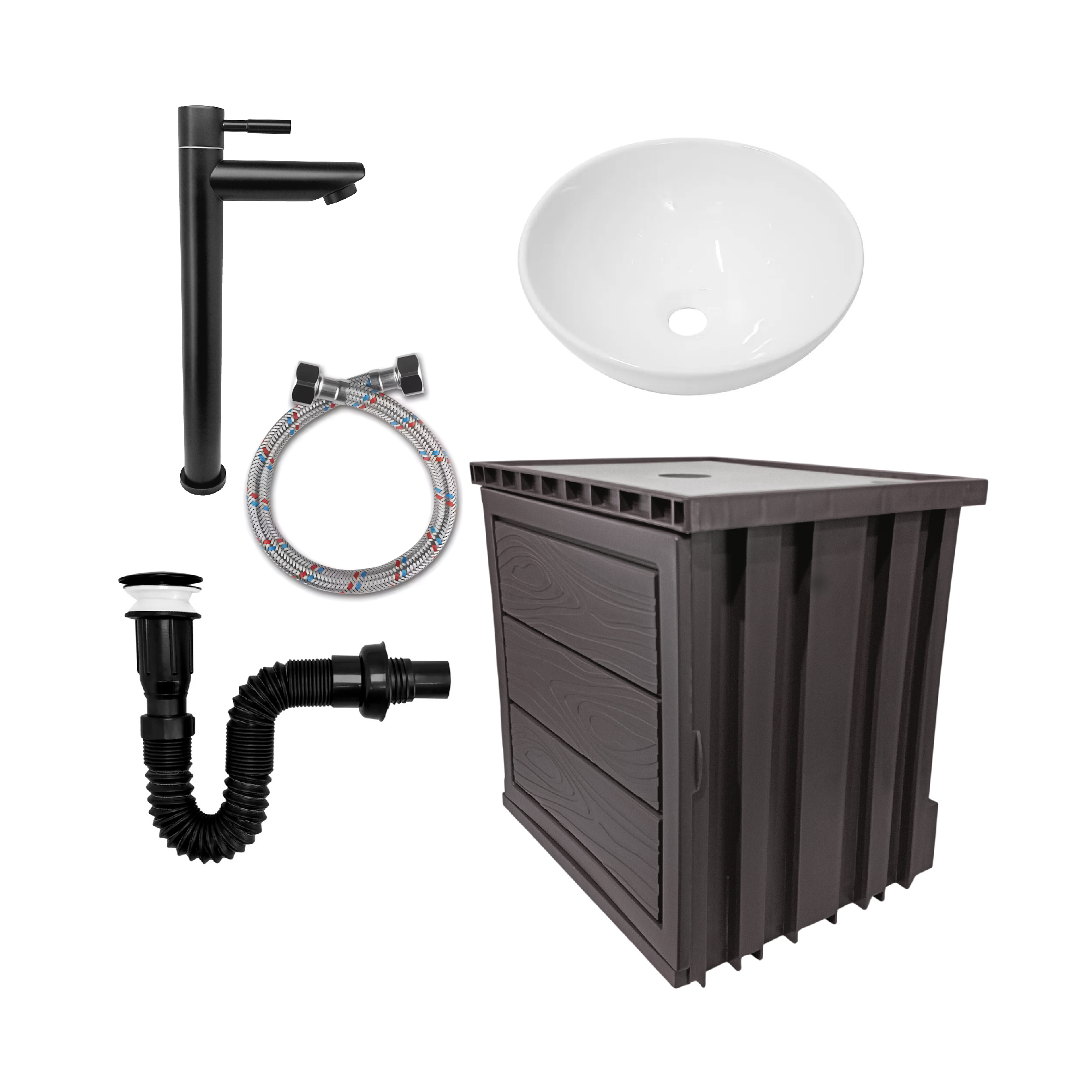 Kit Mueble PVC + Lavamanos + Grifería C1152