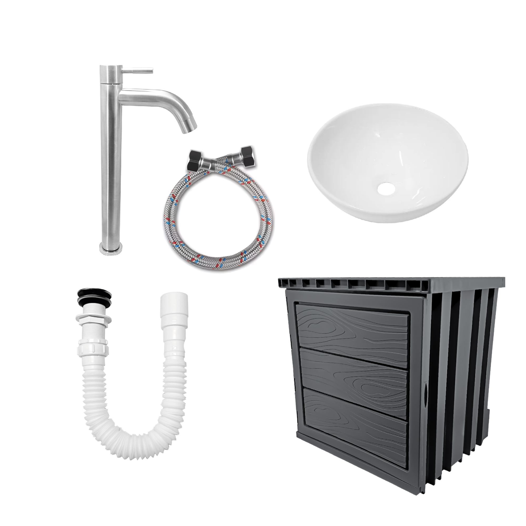Kit Mueble Pvc + Lavamanos + Griferia Ccol1148