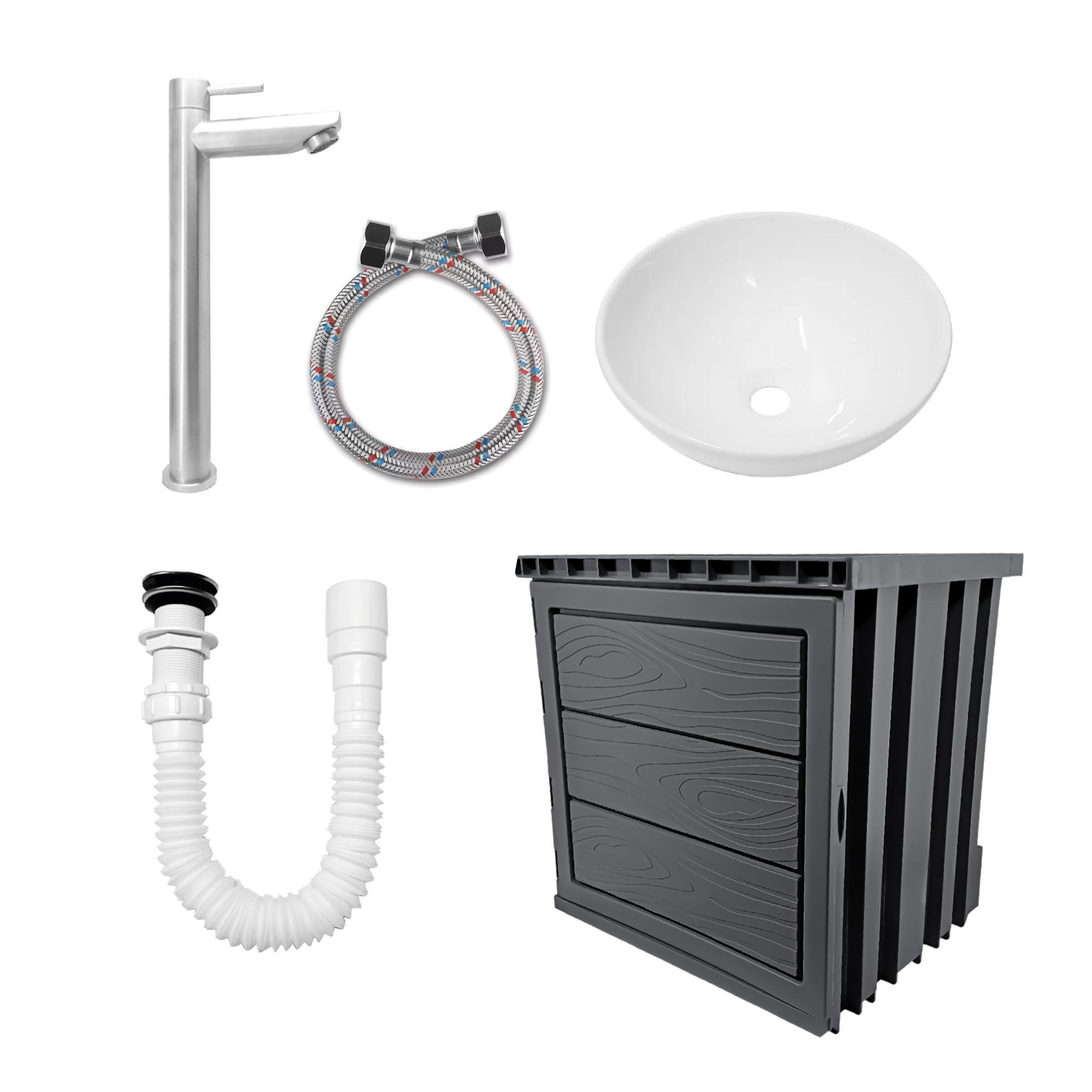 Kit Mueble Pvc + Lavamanos + Griferia Ccol1147