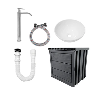 Kit Mueble Gris Pvc + Lavamanos + Griferia Ccol1145 