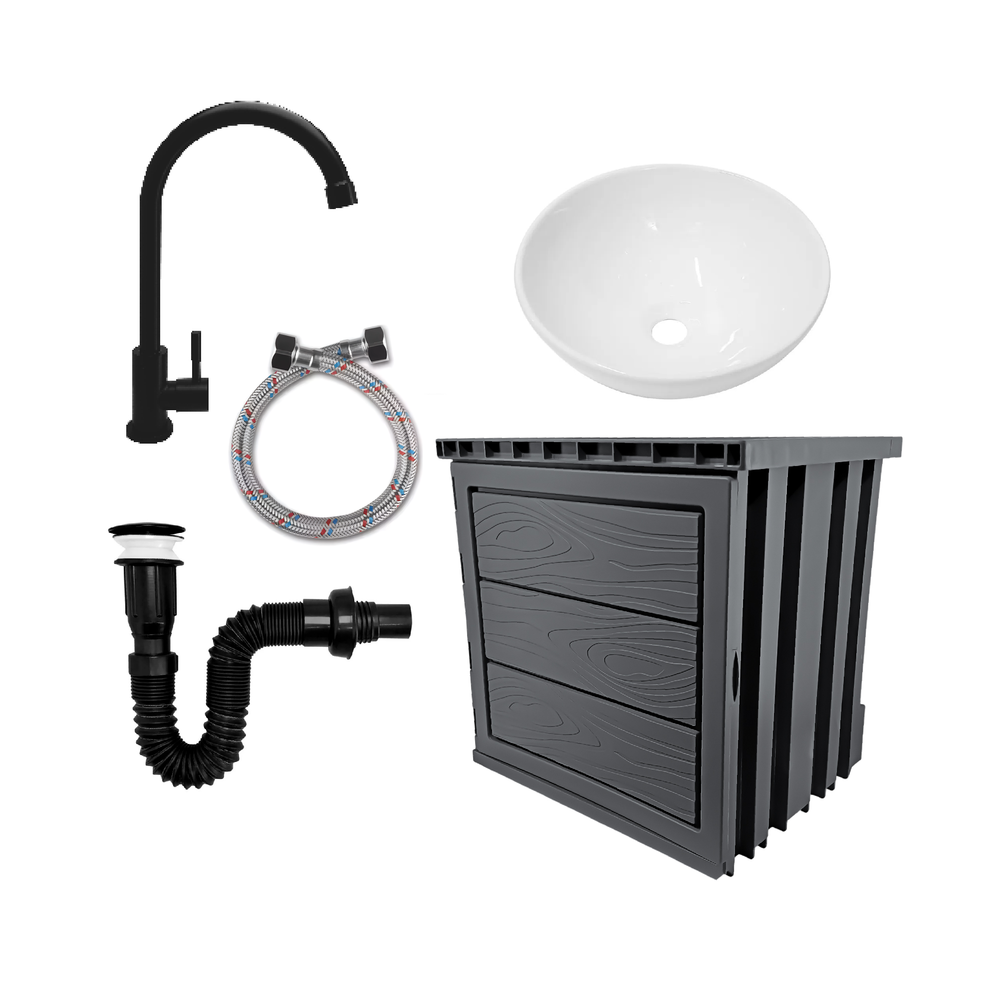 Kit Mueble Pvc + Lavamanos + Griferia Ccol1144