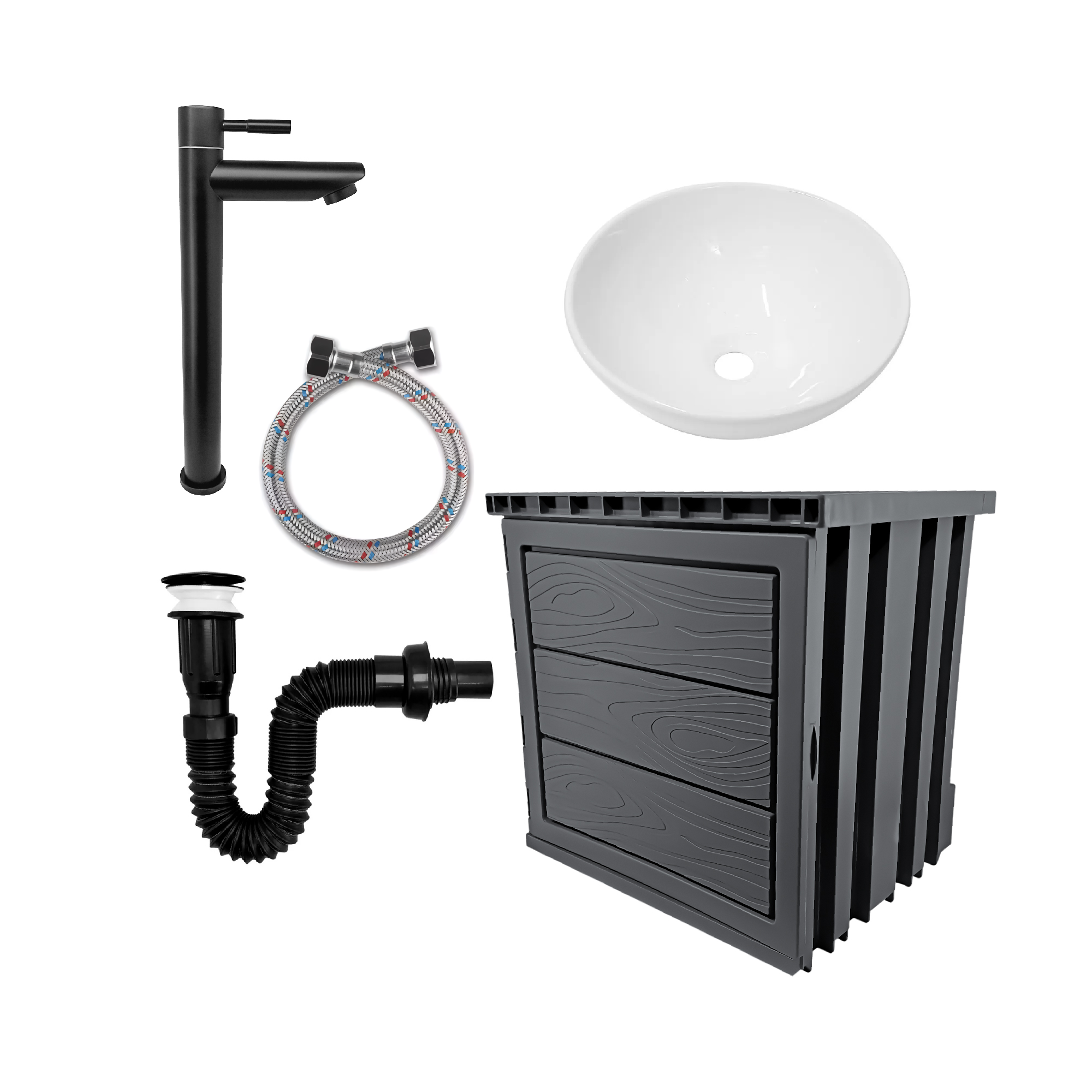 Kit Mueble PVC + Lavamanos + Griferia C1142