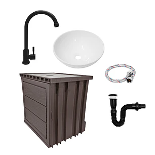 Kit Mueble + Lavamanos + Griferia  Ccol1134 Gris Un Agujero