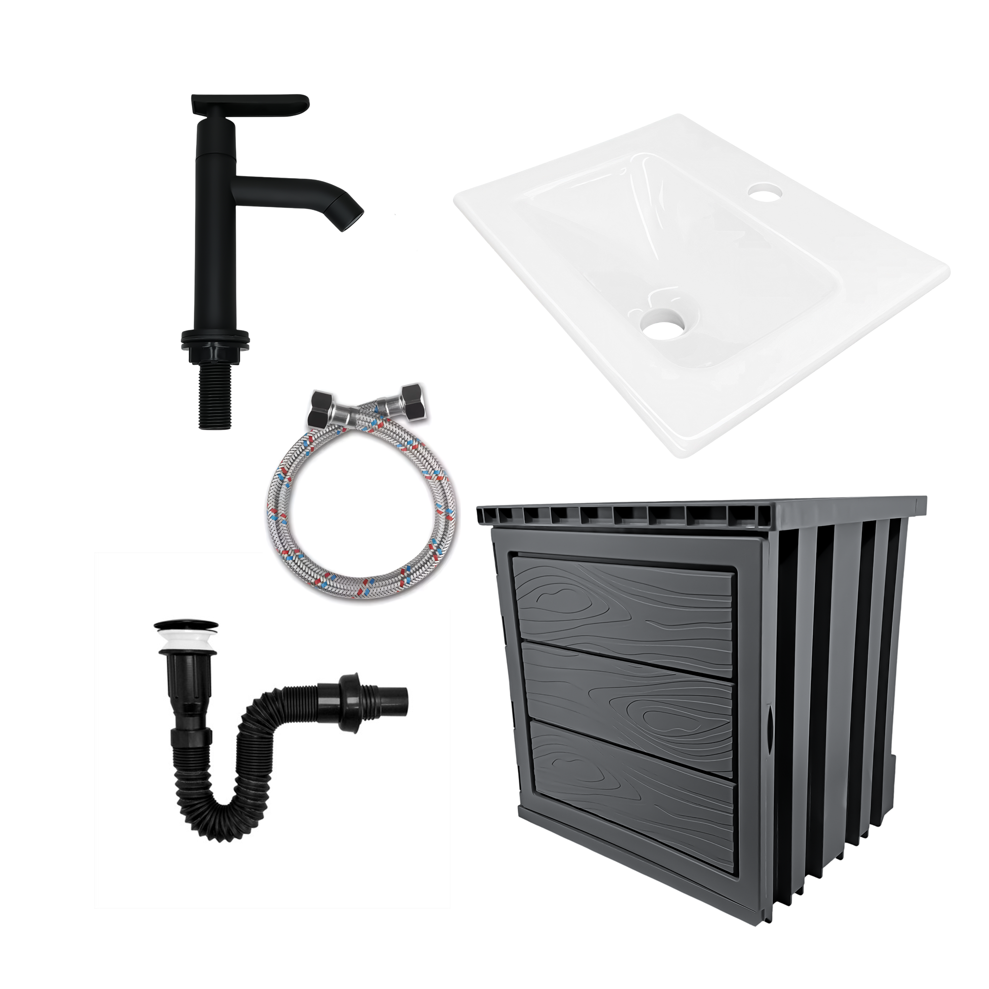 Kit Mueble en PVC + Lavamanos + Grifería  CCOL1118