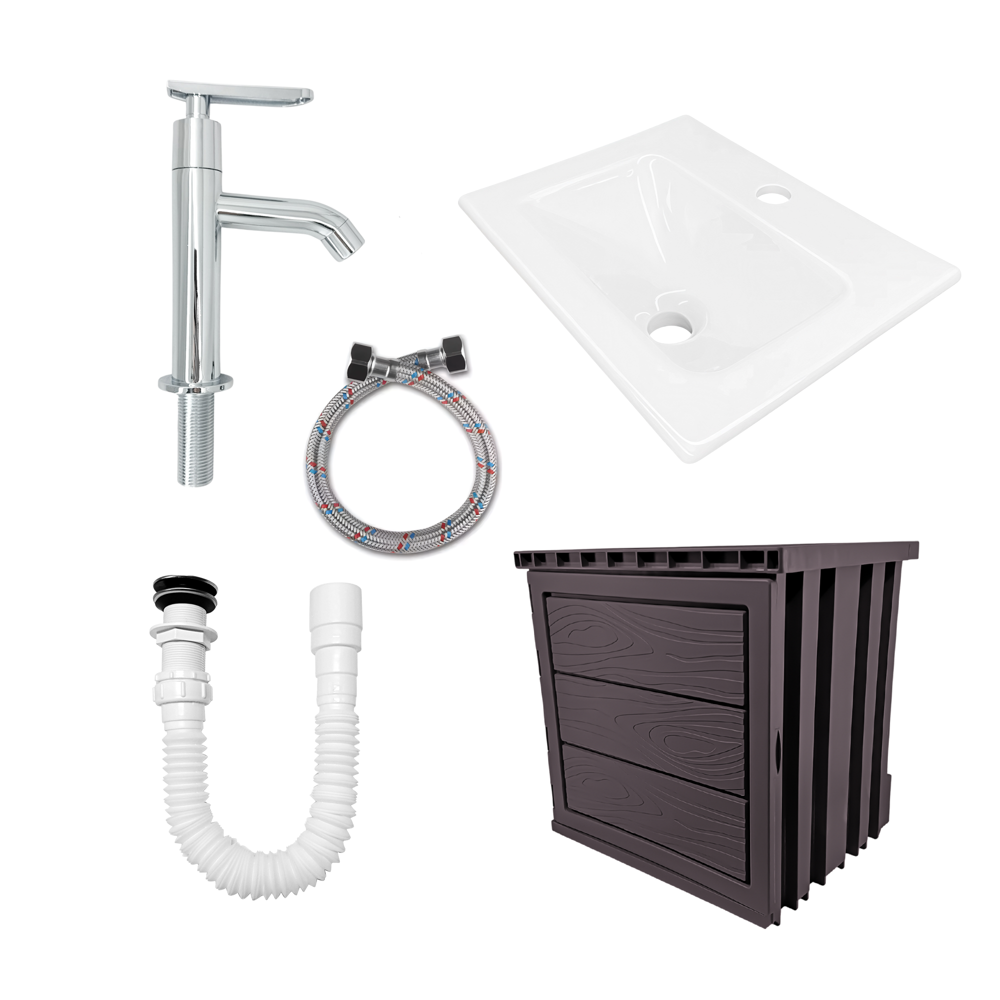 Kit Mueble En PVC + Lavamanos + Grifería  CCOL1117