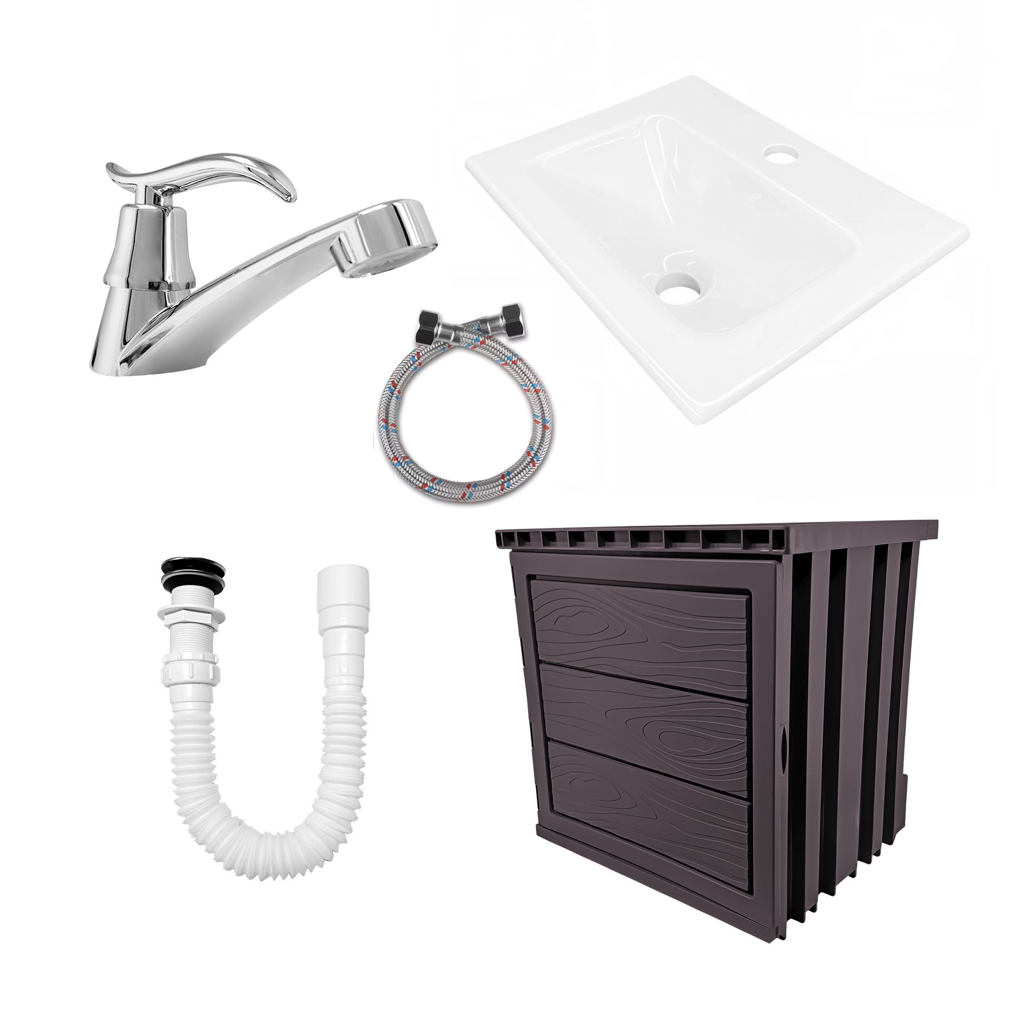 Kit Mueble En PVC + Lavamanos + Grifería  CCOL1115